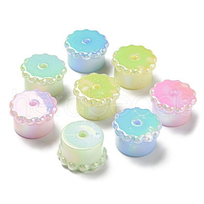 UV Plating Rainbow Iridescent Opaque Acrylic Beads MACR-D081-03-1