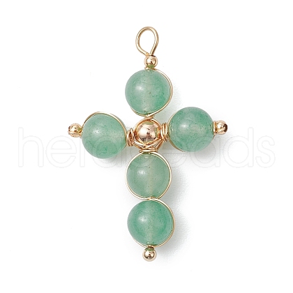 Natural Green Aventurine Pendants PALLOY-JF02885-01-1