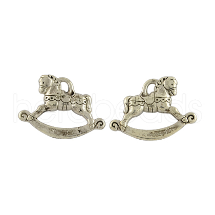 Tibetan Style Alloy Rocking Horse Pendants TIBEP-GC156-AS-RS-1