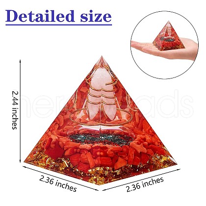 Orgone Pyramid Protection Crystal Gemstone Pyramid Reiki Positive Energy Pyramid Chakra Meditation Pyramid for Success Health Lucky Anti-Stress Decor Gift Collection (Red) JX349A-1