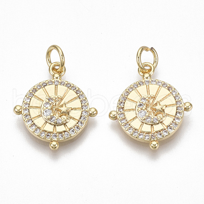 Brass Micro Pave Clear Cubic Zirconia Pendants KK-S356-033G-NF-1