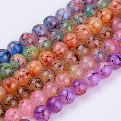 Baking Painted Glass Beads Strands DGLA-Q023-8mm-M02-1