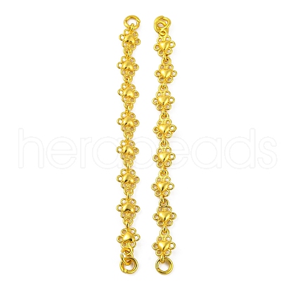 Brass Heart Flower Links Connector Charms KK-G502-14G-1