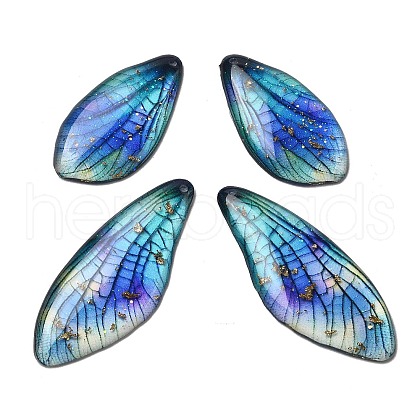 4Pcs Transparent Epoxy Resin Butterfly Wings Pendants RESI-C057-04A-1