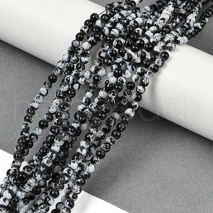 Drawbench & Baking Painted Glass Beads Strands GLAA-S176-4mm-16-1