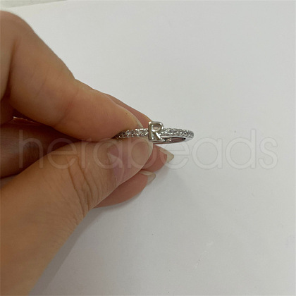 Brass Micro Pave Clear Cubic Zirconia Finger Rings FS-WGE303B-44-1