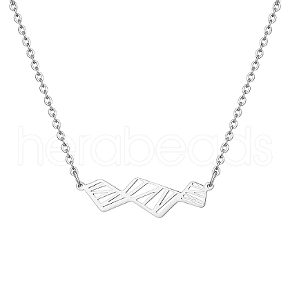 Hollow Trapezoid Stainless Steel Pendant Necklaces for Women TK1398-2-1