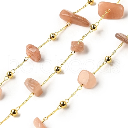 Handmade Natural Sunstone Chip Beaded Chains CHC-F020-09G-06-1
