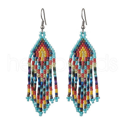 Boho 304 Stainless Steel with Glass Dangle Stud Earring EJEW-MZ00175-02-1