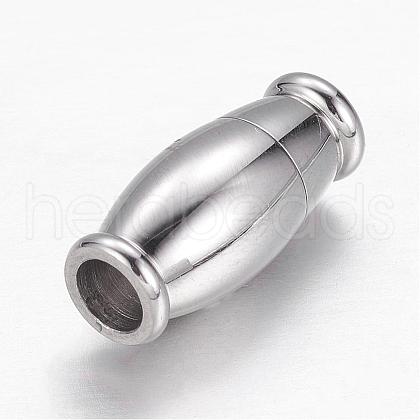 Barrel 304 Stainless Steel Magnetic Clasps with Glue-in Ends STAS-I045-15P-1