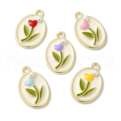 Rack Plating Alloy Enamel Pendants FIND-I039-033G-1