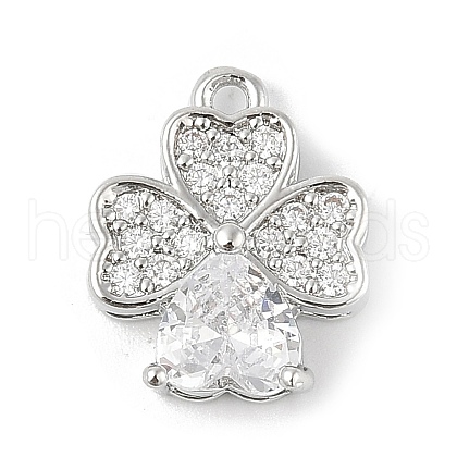 Brass Micro Pave Clear Cubic Zirconia Charms KK-R219-30P-1