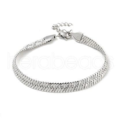 304 Stainless Steel Herringbone Chain Bracelet BJEW-D028-02C-03P-1