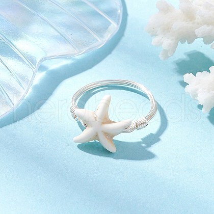 Synthetic Turquoise Finger Rings RJEW-JR00878-04-1