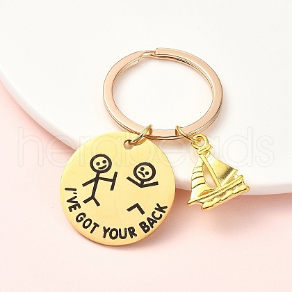 Alloy & 304 Stainless Steel Keychain KEYC-YW00094-04-1