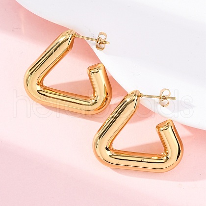 Triangle 304 Stainless Steel Stud Earrings EJEW-A125-13G-1