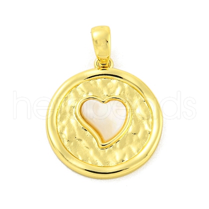 Brass Pave Shell Pendants KK-P263-01A-G-1