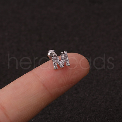 316L Surgical Stainless Steel Micro Pave Clear Cubic Zirconia Cartilage Earrings WG3A850-25-1