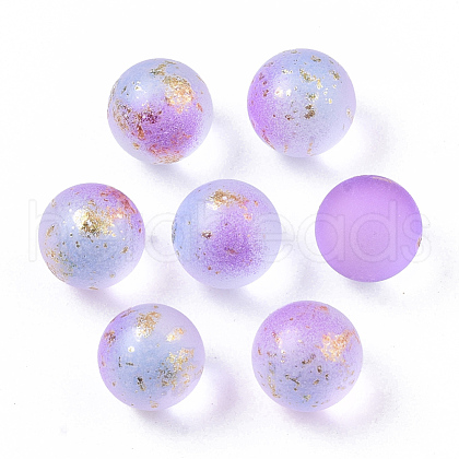 Transparent Spray Painted Frosted Glass Beads GLAA-N035-05A-01-1