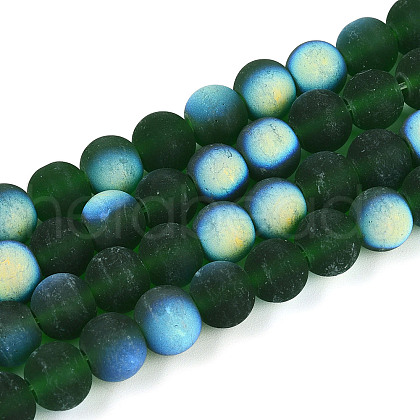 Frosted Transparent Glass Beads Strands GLAA-T032-T8mm-MBB22-1