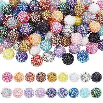   85pcs 17 style Resin Rhinestone Beads with Acrylic Round Beads Inside RESI-PH0002-11-1