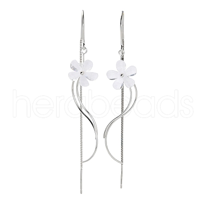 925 Sterling Silver Flower Ear Threads EJEW-P296-20P-1