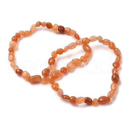 Natural Red Aventurine Beads Stretch Bracelets for Men Women BJEW-I320-01B-1
