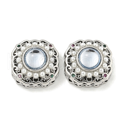 Brass with ABS Imitation Pearl with Resin with Clear Cubic Zirconia Charms Charms KK-Q820-34P-1