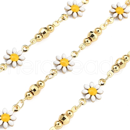 Brass Flower Link Chains KK-D368-04G-A-1