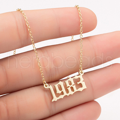 1983 Birth Year Number 201 Stainless Steel Pendant Cable Chain Necklaces FS-WGB5F08-74-1