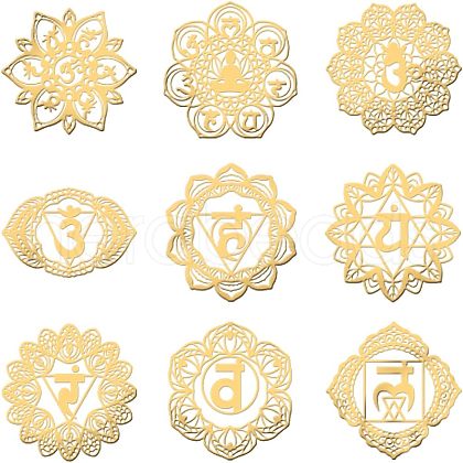 Olycraft 9Pcs 9 Style Custom Carbon Steel Self-adhesive Picture Stickers DIY-OC0008-60-1