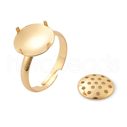 Brass Adjustable Ring Findings KK-K382-15A-G-1