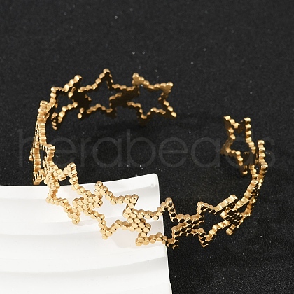 304 Stainless Steel Cuff Bangles for Women BJEW-U045-03G-1