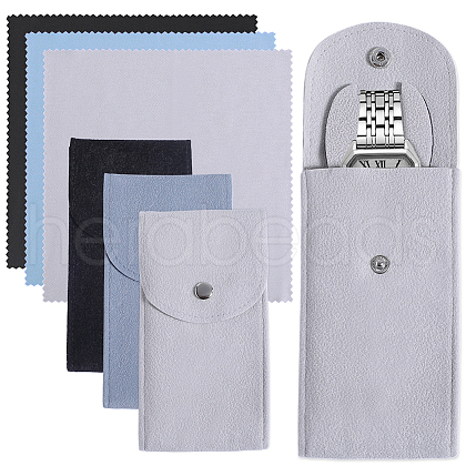 Beebeecraft 3 Sets 3 Colors Rectangle Velvet Single Watch Storage Bags ABAG-BBC0001-11-1