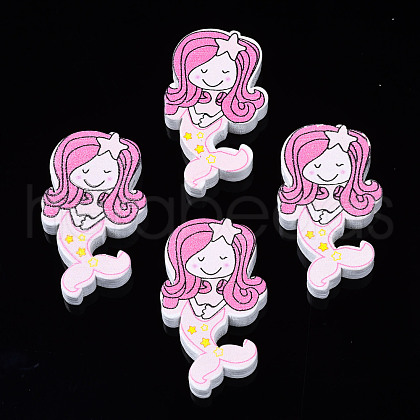 Printed Natural Wooden Beads WOOD-S055-30B-1