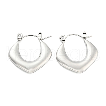 Chunky Rhombus 304 Stainless Steel Hoop Earrings for Women EJEW-C067-03P-1