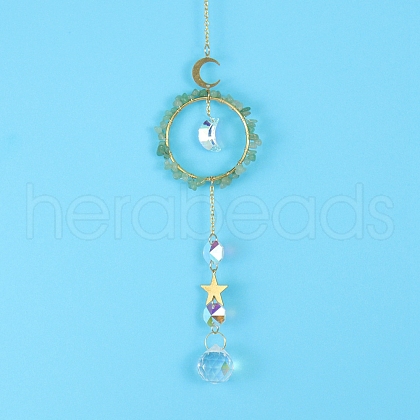 Glass & Brass Pendant Decorations HJEW-PW0002-08E-1