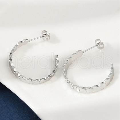304 Stainless Steel C-Shaped Stud Earrings EJEW-V004-05P-1