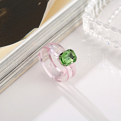 Rectangle Resin with Glass Finger Rings for Women FS-WG96B1D-06-1