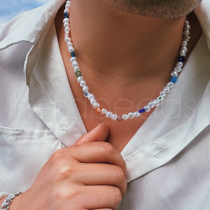 Hip Hop Glass Imitation Pearl Necklaces FS-WGB52AB-01-1