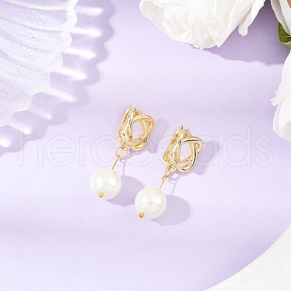 knot Brass Hoop Earrings EJEW-JE06461-02-1