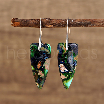 Bohemian Natural Imperial Jasper Triangle Dangle Earrings WQ9725-2-1