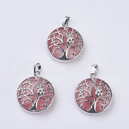 Cherry Quartz Glass Pendants G-K234-E10-1