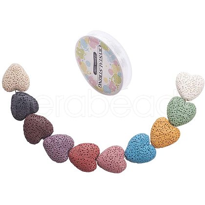 Dyed Natural Lava Rock Bead Strands G-PH0035-01-1