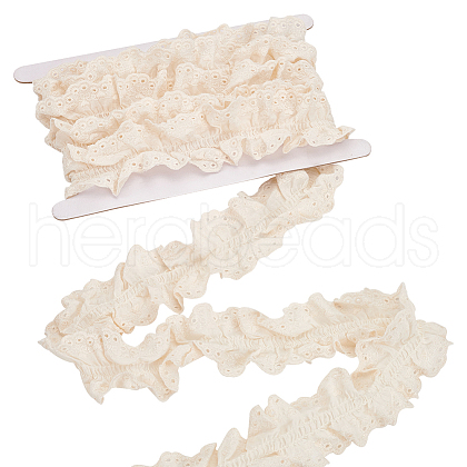 MAYJOYDIY US 3 Yards Cotton Flower Embroidery Pleated Lace Ribbon OCOR-MA0001-14A-1
