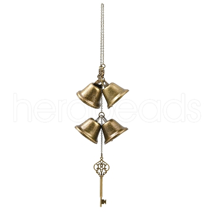 Iron Bell & Alloy Key Charm Hanging Ornaments HJEW-JM03429-02-1