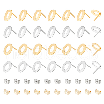 Unicraftale 56Pcs 4 Styles 201 Stainless Steel Stud Earring Findings STAS-UN0047-61-1