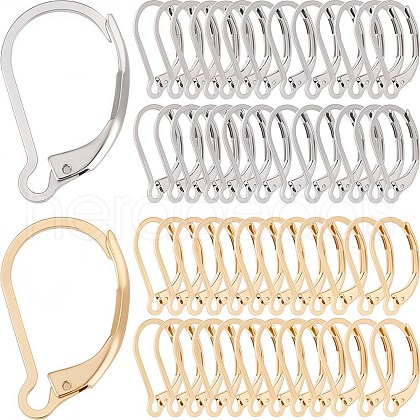 SUNNYCLUE 100Pcs 2 Colors 304 Stainless Steel Leverback Earring Findings STAS-SC0006-67-1