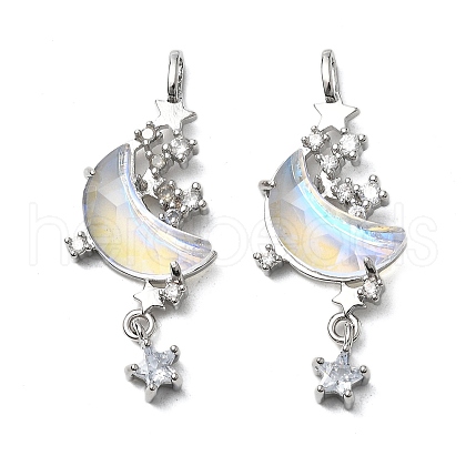 Brass Micro Pave Cubic Zirconia with Resin Pendants KK-Z103-05P-01-1