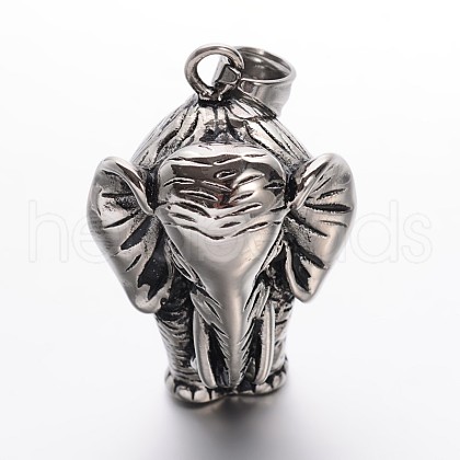 304 Stainless Steel Elephant Pendants STAS-E094-09AS-1